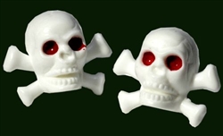 Pirate Valve Caps (Schrader), WHITE, Skull Crossbone