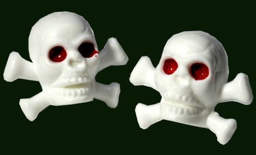 Pirate Valve Caps (Schrader), WHITE, Skull Crossbone