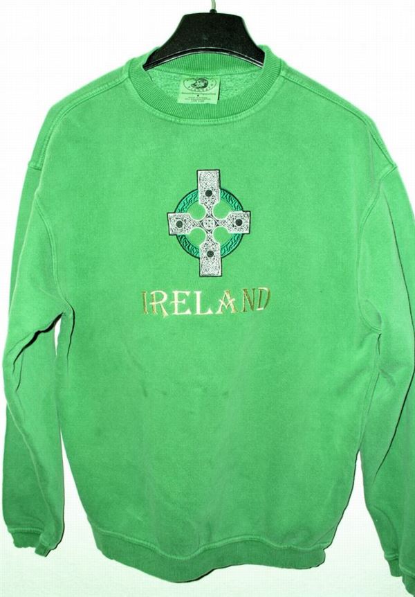 CLOSE OUT! Ireland embroidered Crew Sweatshirt, Clover Green