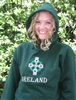 Irish Embroidered Hooded Sweatshirt Celtic Ireland , Forest Green