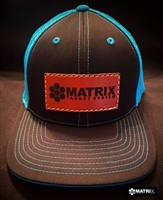 MATRIX NEON BLUE, BLACK WITH LEATHER PATCH LOGO HAT