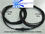 2 Wire Waterproof Connector Set - 6 Foot Leads Each Side M-F - Locking, Gasket and Keyed, Black, Red Wires - 22 GA.