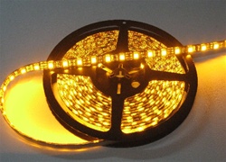 Amber/Yellow LED Flex Strips -12vdc, IP68 WP, Double Density, White, High Output - 5M Spool