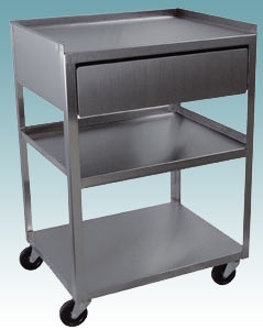 3 Shelf Stainless Steel Cart with Drawer