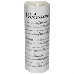 Candle-Flameless Flicker-Sonnet-Welcome w/Timer-Vanilla: 096069104643