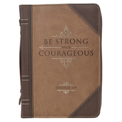 Bible Cover-Classic Luxleather-Be Strong & Courageous-XLG: 1220000130463