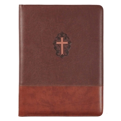 Folder-John 3:16-LuxLeather w/Pen & Pad-Brown:  1220000133594