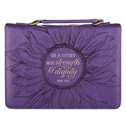 Bible Cover-She Is Clothed Prov. 31:25-Purple-MED: 1220000136342