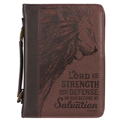 Bible Cover-Lord Is My Strength Exodus 15:2-Brown-XLG: 1220000137240