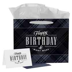 Gift Bag Large Happy Birthday & Many More (Masculine) w/Card & Tissue:  1220000138391