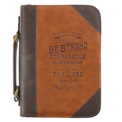 Bible Cover-Classic Luxleather-Be Strong And Courageous-MED: 1220000138988