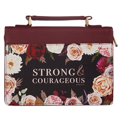 Bible Cover-Strong & Courageous-Brown Floral-LRG: 1220000139237