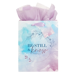 Gift Bag-Be Still Watercolor Ps. 46:10 w/Tag & Tissue: 1220000139442