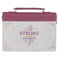Bible Cover-Fashion-Be Strong and Courageous-Plum-LRG: 1220000321519