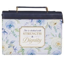 Bible Cover-Fashion Navy Strength & Dignity Prov. 31:25: 1220000324060
