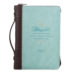 Bible Cover-Classic Luxleather-Blessed-Light Blue-LRG: 6006937139022