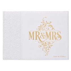 Guest Book-Wedding w/Gift Box-White LuxLeather-Mr. And Mrs.: 6006937142114