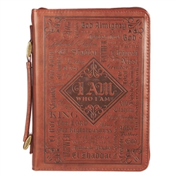 Bible Cover-Names Of God-Luxleather-Brown-LRG: 6006937144897