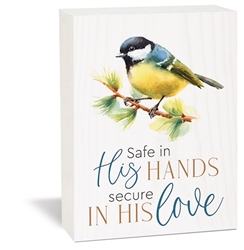 Tabletop Block-Safe In His Hands Secure In His Love: 656200686997