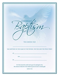 Certificate-Baptism/Blue Dove (John 3:16): 730817334011