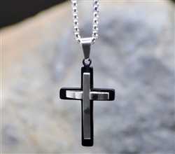 Necklace-Eden Merry-Silver/Black-Cross: 780308989077