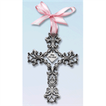 Filigree Wall Cross, Bless This Child, Pink Ribbon:  785525085090