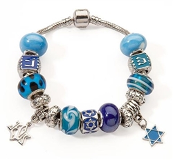 Bracelet-Bible Symbols & Beads w/Star Of David & Jesus Star Charms: 845246009390