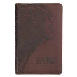 KJV Deluxe Gift Bible-Brown Lion Faux Leather w/Zipper: 9781639522422
