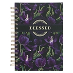 Journal-Wirebound-Black/Purple Floral Blessed Luke 1:45: 9781639522675