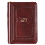 KJV Large Print Compact Bible-Burgundy LuxLeather with Zipper: 9781642728651