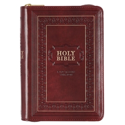 KJV Large Print Compact Bible-Burgundy LuxLeather with Zipper: 9781642728651