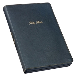 KJV Large Print Thinline Bible-Black LuxLeather with Zipper Indexed: 9781642728729