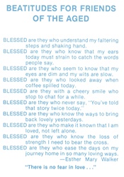 Beatitudes For Friends of the Aged