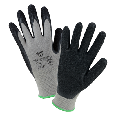 West Chester Black Crinkle Latex Palm Dip Glove