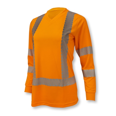 ST21 Class 3 High Visibility Women's Long Sleeve T-Shirt with Max-Dri  - Orange - Size L