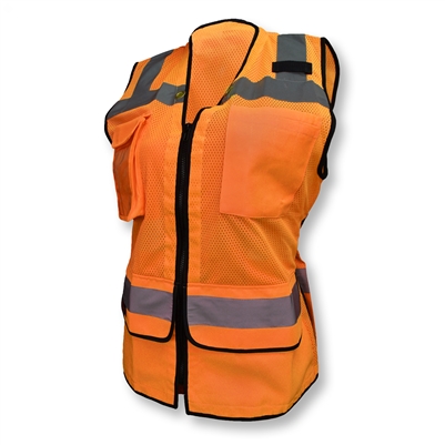 SV59W Ladies Heavy Duty Surveyor Safety Vest - Orange - Size 3X