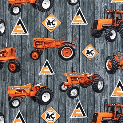 Allis Chalmers Tractor Toss Fabric, Black Barn Wood