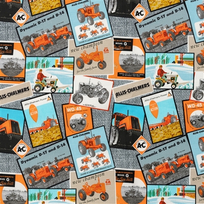Allis Chalmers Literature Print Fabric, Dark Gray