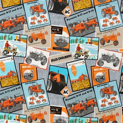 Allis Chalmers Literature Print Fabric, Light Gray