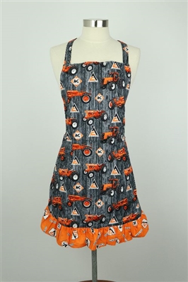 Allis Chalmers Ladies' Apron with Ruffles, Gray