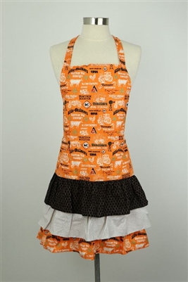 Allis Chalmers Ladies' Apron with Ruffles, Orange