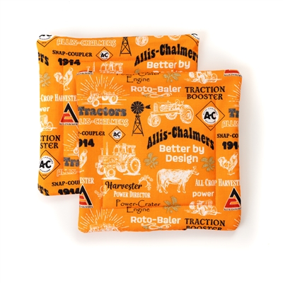 Allis Chalmers Pot Holders, Orange All-Over Print, Set of Two