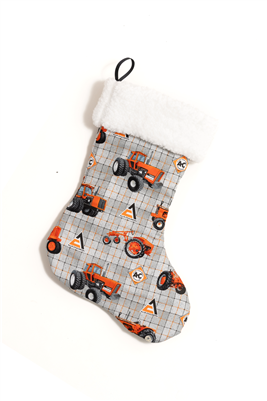 Allis Chalmers Logo Christmas Stocking, Gray Plaid