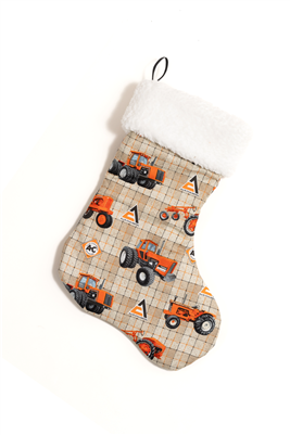 Allis Chalmers Logo Christmas Stocking, Tan Plaid