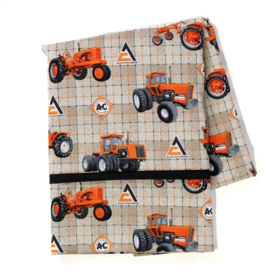 Allis Chalmers Tractor Pillow Case, Tan and Orange Plaid