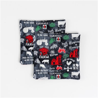 IH Farmall Tractor Pot Holders, Black Farm to Table Print