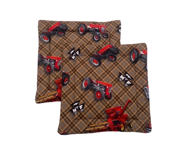 Massey Ferguson Tractor and Logo Pot Holders, Set of Two