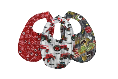 Set of Three IH Farmall Tractor Baby Bibs
