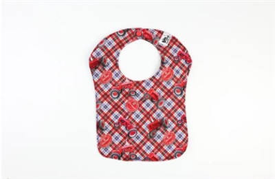 Farmall Tractor Baby Bib, Red/Blue Plaid