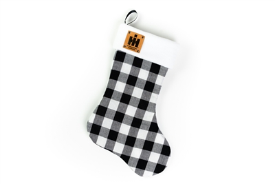 IH Logo Christmas Stocking, plaid and leather